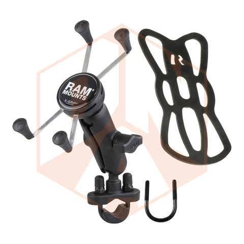 RAM Handlebar Rail Mount with Zinc Coated U-Bolt Base & Universal X-Grip® Large Phone/Phablet Cradle
