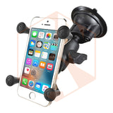 RAM Twist Lock Suction Cup Mount with Double Socket Arm & Universal X-Grip® Phone Cradle