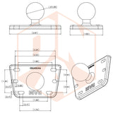 RAM Motorcycle Brake/Clutch Reservoir Cover Base with 1" Ball Centered