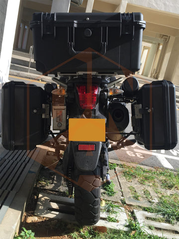Pelican Panniers / Side Cases (Asymmetrical) for Motorcycles with Hepco & Becker Rack